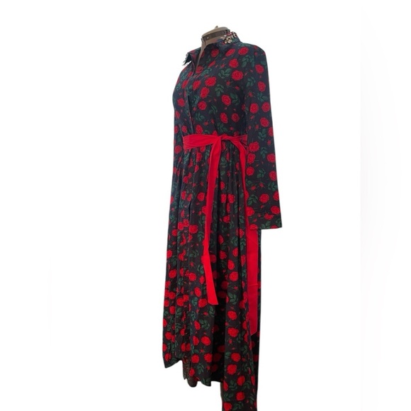 TRISH SCULLY romantic, NAVY ROSE FLORAL MAXI cotton SIZE 10 - Picture 4 of 9